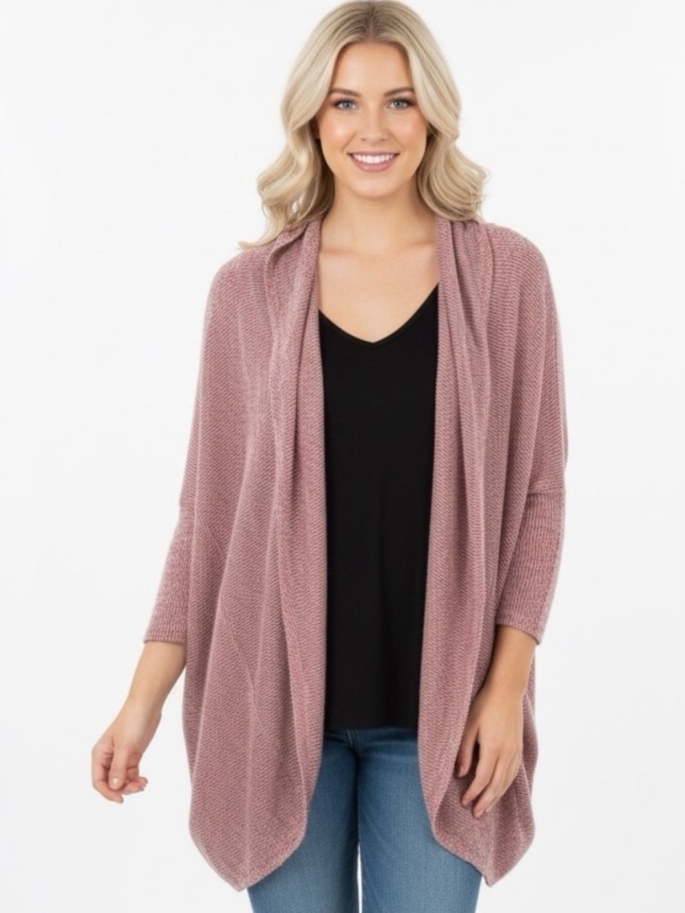 Le Lis medium red striped sweater knit cardigan